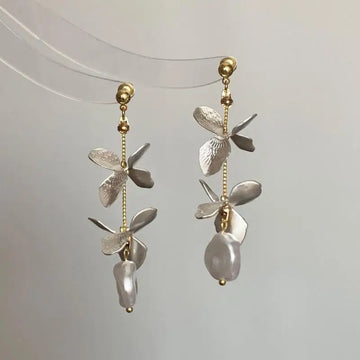 DAIIIBABYYY  -  New Arrival French Retro Niche Design Flower Pearl Dangle Earrings For Women Fashion Elegant Geometry Jewelry Party Gifts
